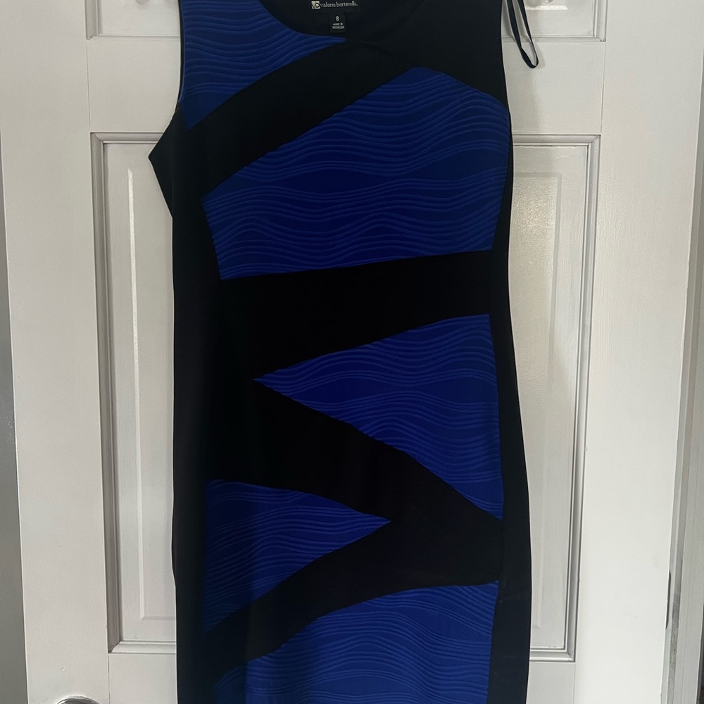 Valerie Bertinelli Blue and Black Mini Dress